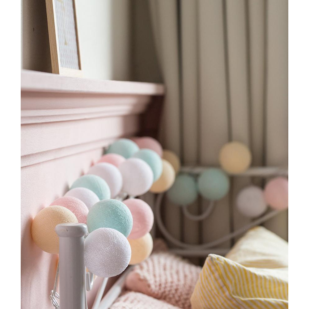 Cotton Ball Lights Гирлянда на 50 шаров 7,5м, Pastel - зображення 1