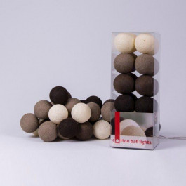   Cotton Ball Lights Гирлянда на 50 шаров 7,5м, Brown