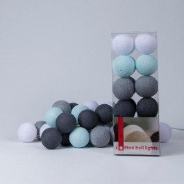   Cotton Ball Lights Гирлянда на 50 шаров 7,5м, Aqua-Grey