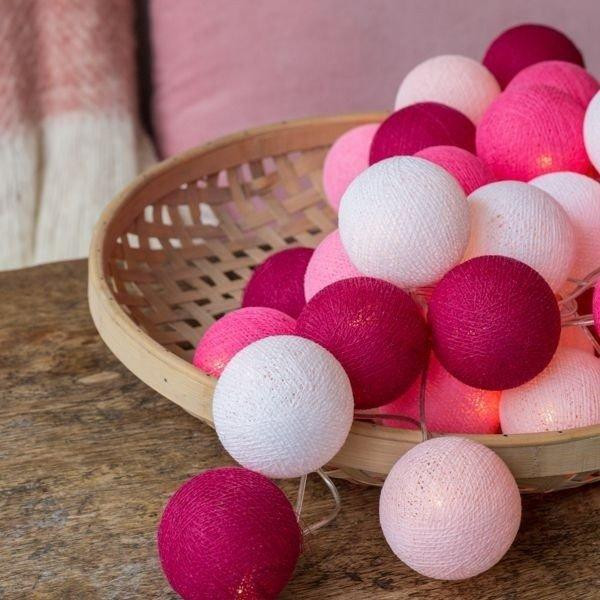 Cotton Ball Lights Гирлянда на 20 шаров 3,8м, Pink - зображення 1