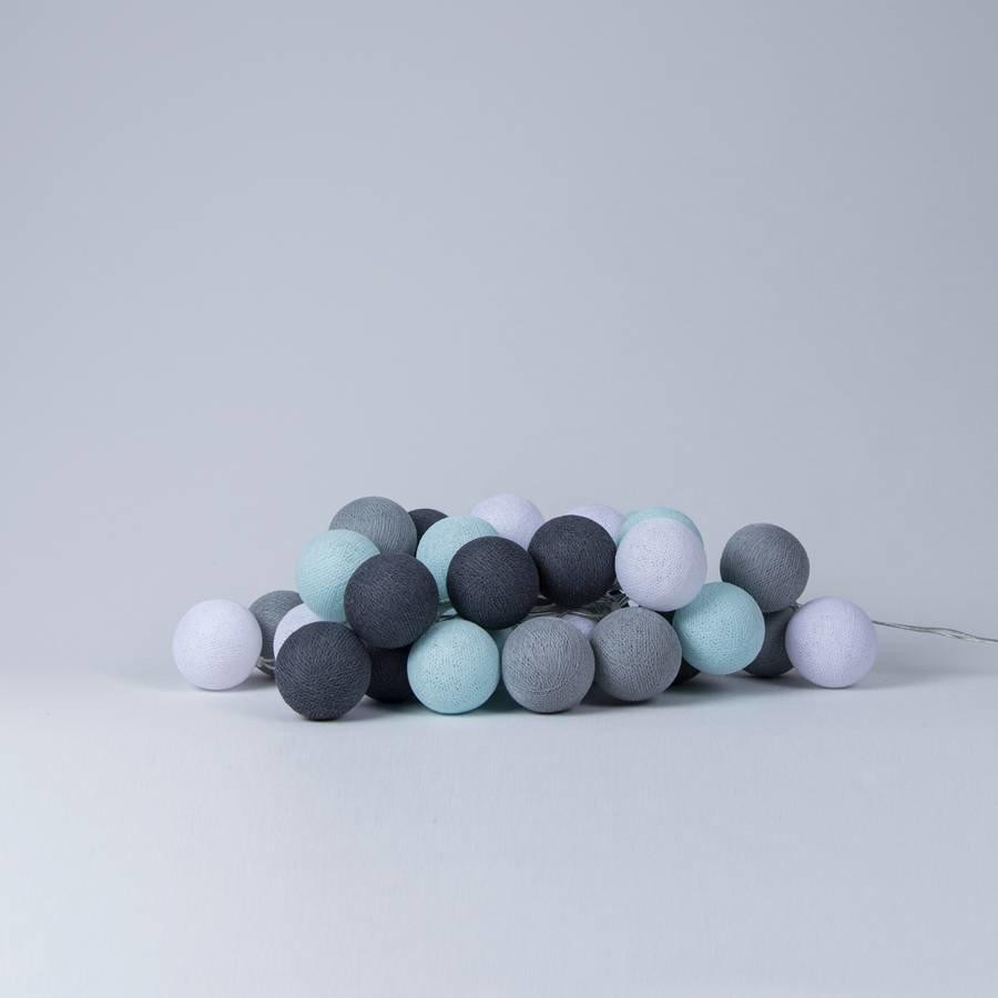 Cotton Ball Lights Гирлянда на 20 шаров 3,8м, Aqua-Grey - зображення 1