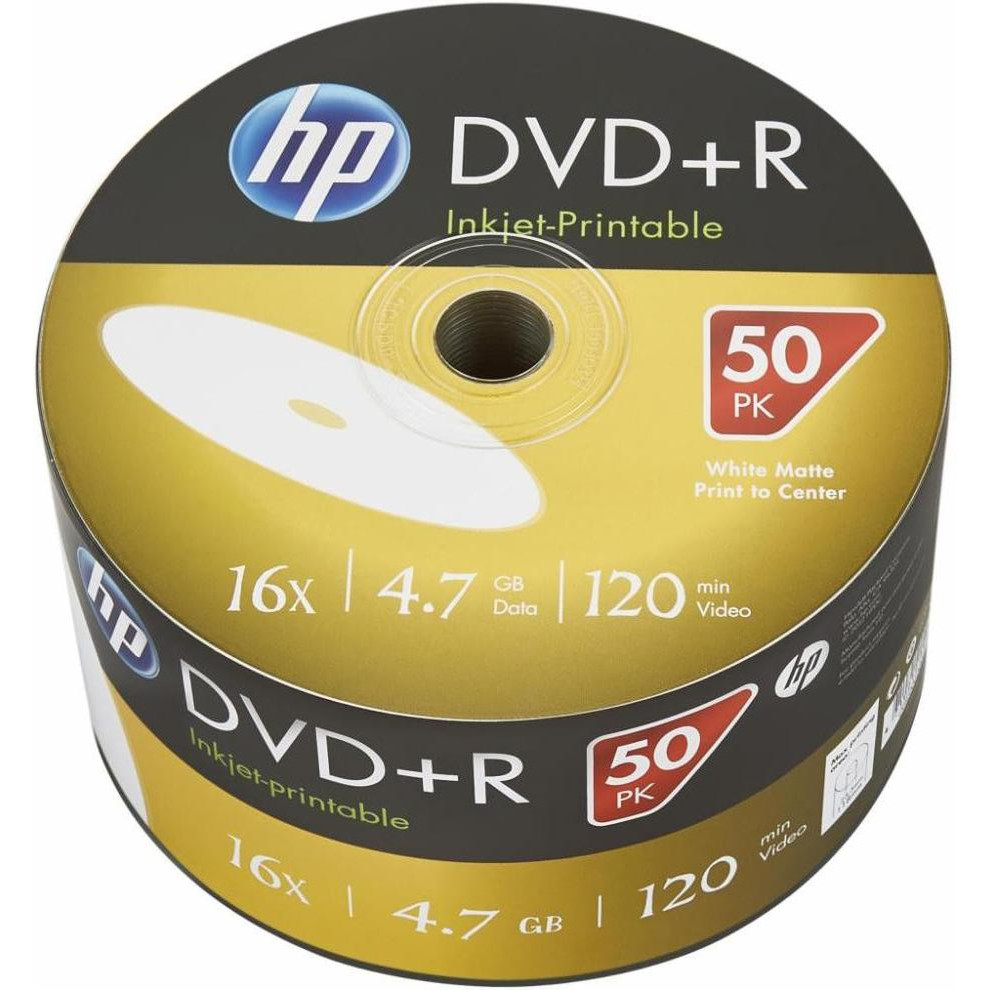 HP DVD-R 4.7 GB 16X IJ Print 50 pcs 69302 (69302/DME00070WIP-3) - зображення 1