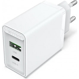   Vention USB Type C + QC4.0 (18-20W) White (FBBW0-EU)