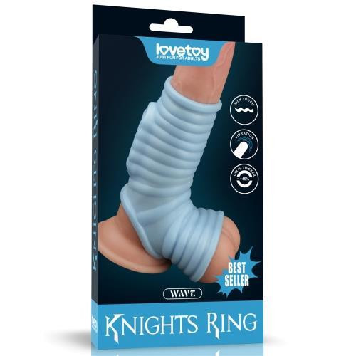 LoveToy Vibrating Wave Knights Ring With Scrotum Sleeve Blue (6452LVTOY897) - зображення 1