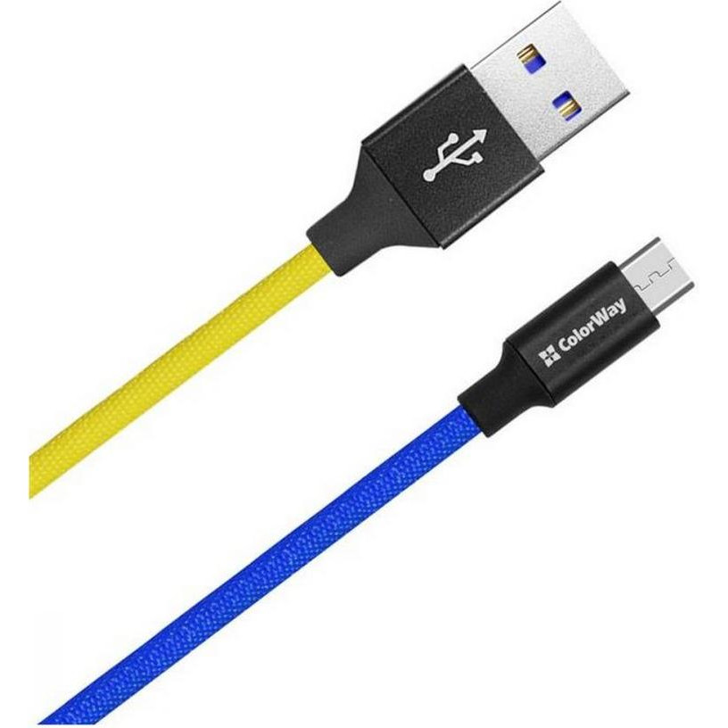 ColorWay USB to Micro USB National 1m Yellow/Blue  (CW-CBUM052-BLY) - зображення 1