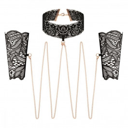   Rosy Gold Lace Cuffs and Collar Black (SX1196)