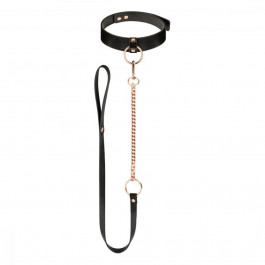 Rosy Gold Collar with Leash Black (SX1199)