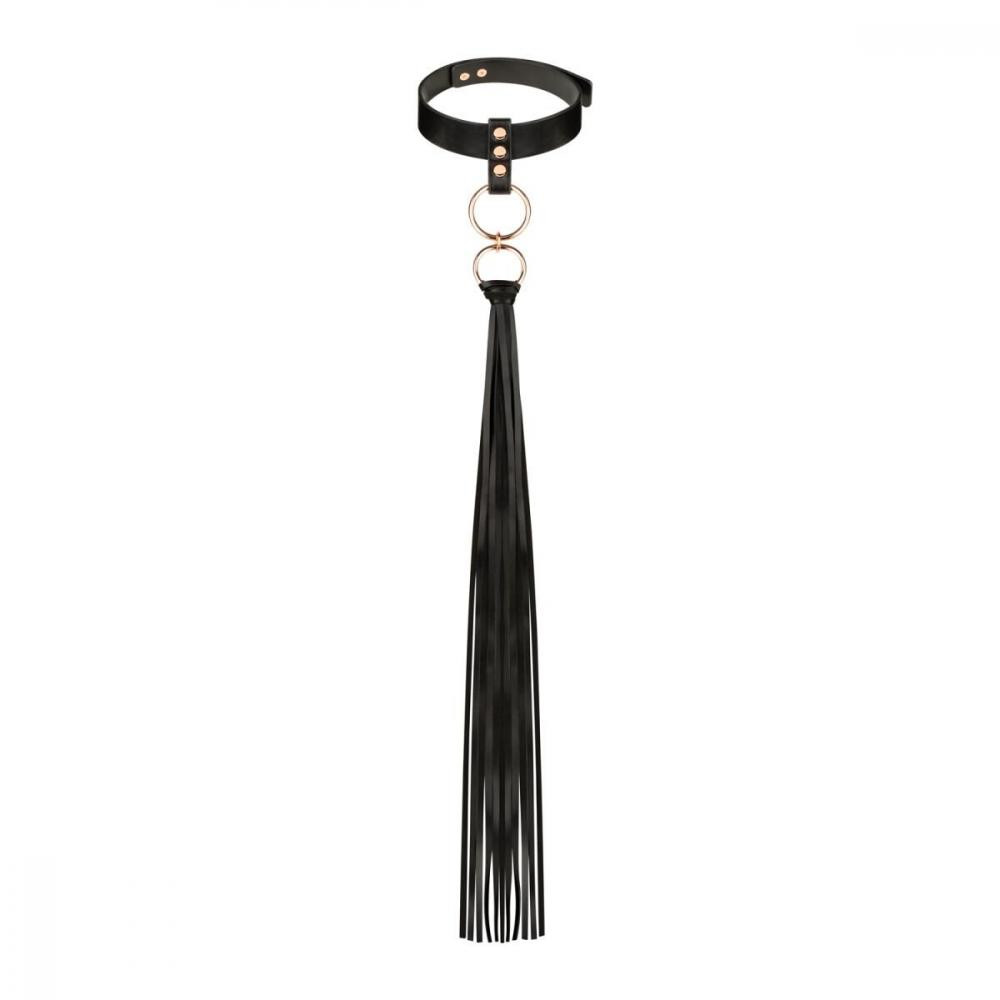 Rosy Gold Collar with Flogger Black (SX1198) - зображення 1