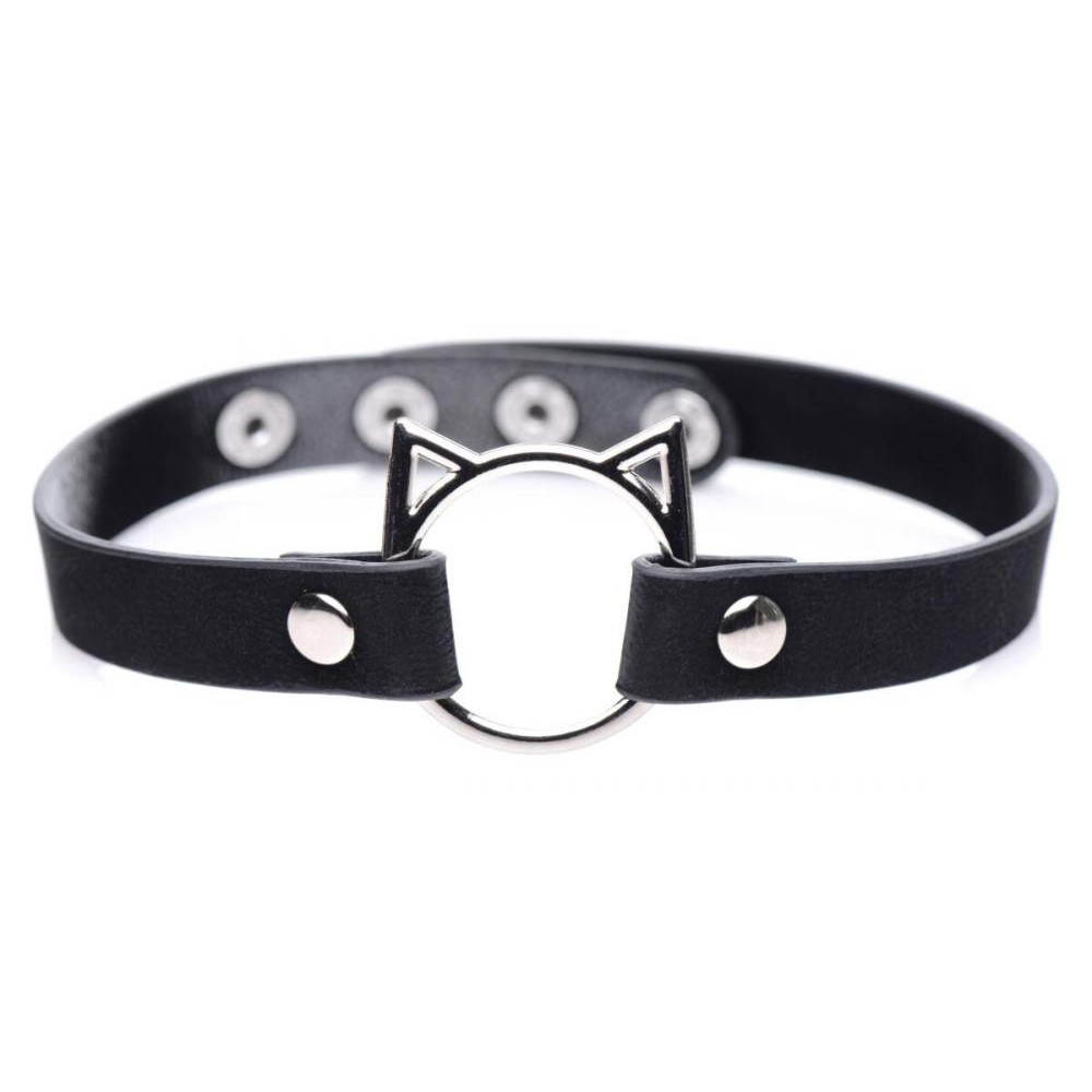  Чокер Master Series Kinky Kitty Ring Slim Choker - Black (SX1184) - зображення 1