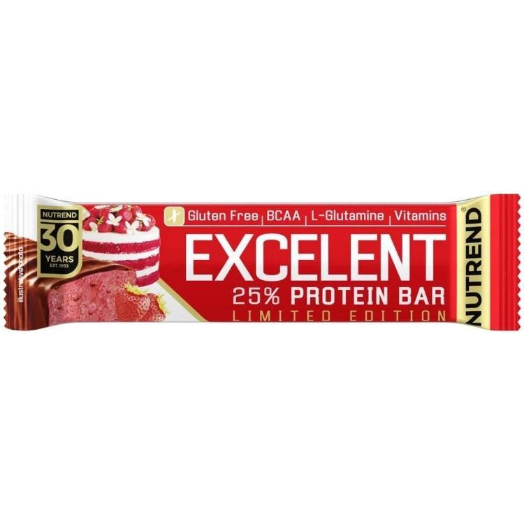 Nutrend Excelent Protein Bar 85 g Strawberry Cake in Milk Chocolate - зображення 1