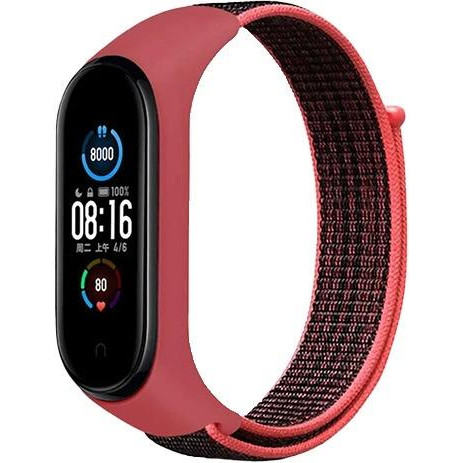 Drobak Ремешок  Nylon Premium для Xiaomi Mi Smart Band 7 Red Black (191910) - зображення 1