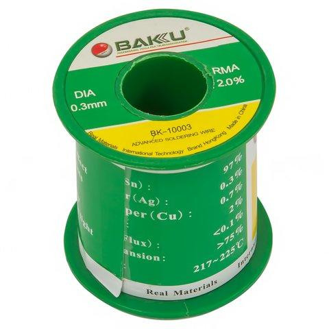 Baku BK-10003-100g — Припій, Sn 97%, Ag 0.3%, Cu 0.7%, flux 2%, 0.3 мм, 100 г - зображення 1