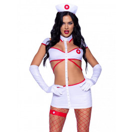   Leg Avenue Костюм медсестри  Heartstopping Nurse Costume білий: сукня + чепчик + перчатки + гартер (71471856388