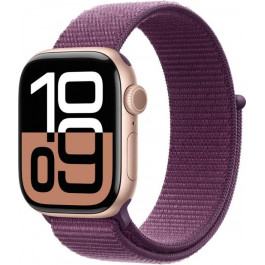   Apple Watch Series 10 GPS + Cellular 42mm Rose Gold Aluminum Case w. Plum S. Loop (MWXC3)