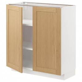   IKEA METOD Нижня шафа/полиці/2 дверцята, білий/дуб форсбакка, 80x37 см (395.090.97)