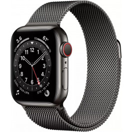   Apple Watch Series 6 GPS + Cellular 44mm Graphite Stainless Steel Case w. Graphite Milanese L. (M07R3)