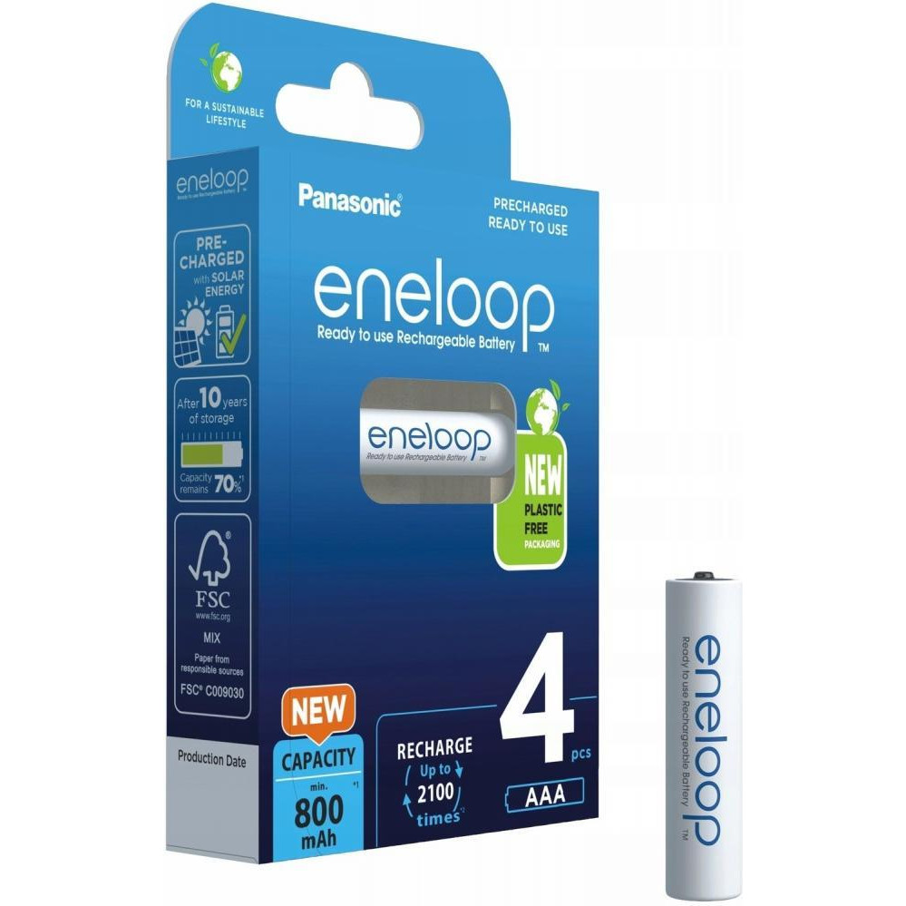 Panasonic AAA 800mAh NiMH 4шт Eneloop plastic free pack (BK-4MCDE/4BE) - зображення 1