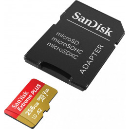   SanDisk 256 GB microSDXC UHS-I U3 A2 C10 V30 Extreme Plus (SDSQXBD-256G-GN6MA)