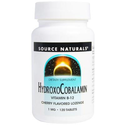 Source Naturals Вітамін B12, 1 мг, Гідроксокобаламін, смак вишні, Hydroxocob (SNS-02655) - зображення 1