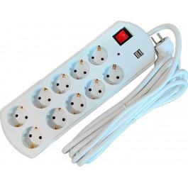   PowerPlant YS-N6065 White, 10 розеток, 2xUSB, 10м (YS-N6065/10)