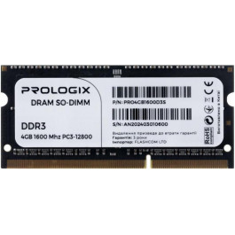   Prologix 4 GB SO-DIMM DDR3 1600 MHz (PRO4GB1600D3S)