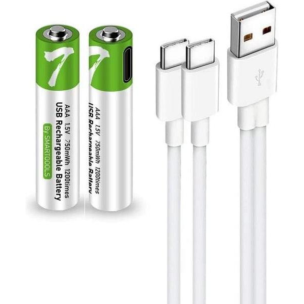 Smartoools AAA 500mAh Li-Ion USB Type-C 2шт Green + зарядка Type-C - зображення 1