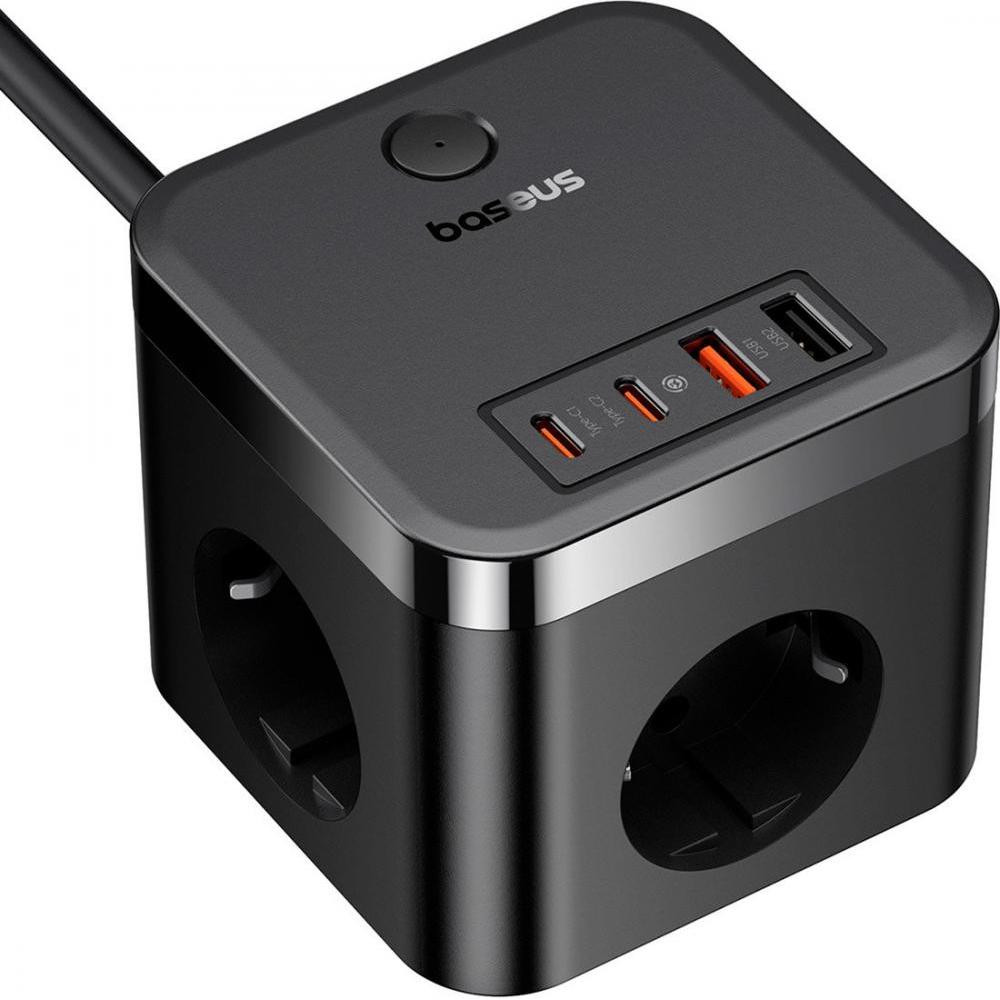 Baseus PowerCombo Cube Power Strip 3AC+2U+2C 30W 1.5m Black - зображення 1