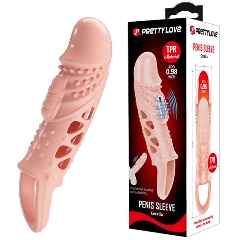 Pretty Love Cecelia Vibro Penis Sleeve Flesh (6603BI1195) - зображення 1