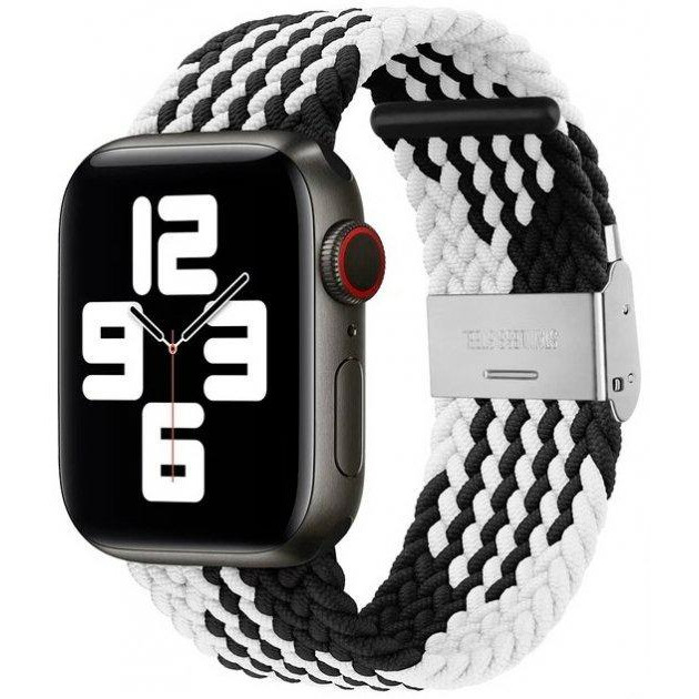 Drobak Ремінець  Braided Solo Loop для Apple Watch All Series 42/44/45/49 mm Black White (898911) - зображення 1