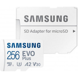   Samsung 256 GB microSDXC Class 10 UHS-I U3 V30 A2 EVO Plus + SD Adapter MB-MC256KA