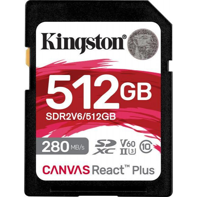 Kingston 512 GB SDXC Canvas React Plus UHS-II U3 V60 Class 10 (SDR2V6/512GB) - зображення 1