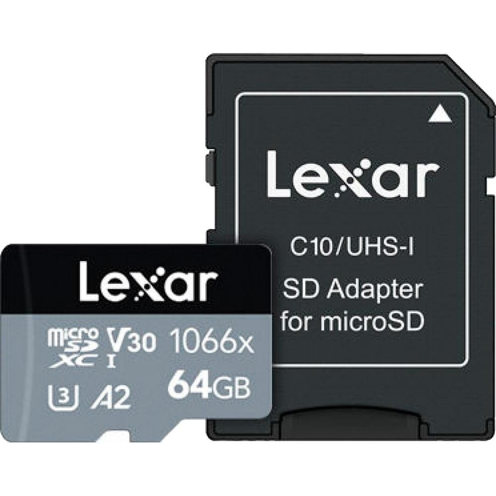 Lexar 64 GB microSDXC UHS-I U3 V30 A2 Professional 1066x SILVER + SD adapter LMS1066064G-BNANG - зображення 1