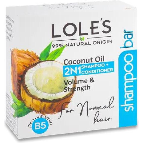 Lole's Шампунь та кондиціонер твердий  Coconut Oil 2в1, 100 г (8680972081171) - зображення 1