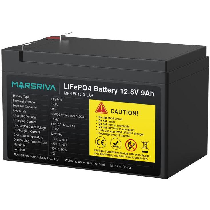 Marsriva LiFePO4 12.8V 9Ah BMS (MR-LFP12-9-LAR) - зображення 1