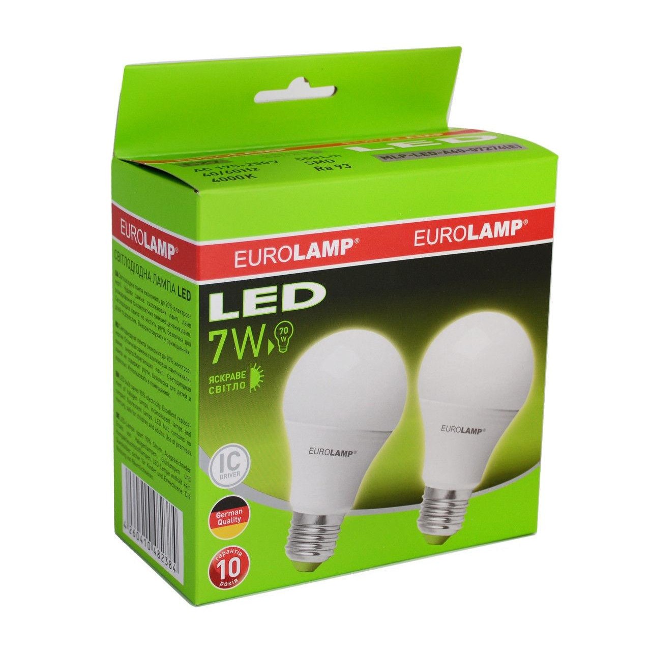EUROLAMP LED ЕКО серия Е A60 7W E27 3000K набор 2 шт (MLP-LED-A60-07272(E)) - зображення 1