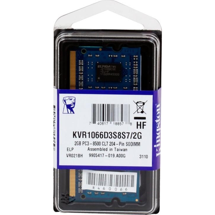 Kingston 2 GB SO-DIMM DDR3 1066 MHz (KVR1066D3S8S7/2G) - зображення 1