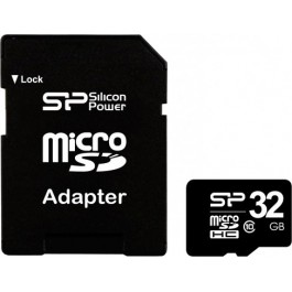 Silicon Power 32 GB microSDHC Class 10 + SD adapter SP032GBSTH010V10-SP