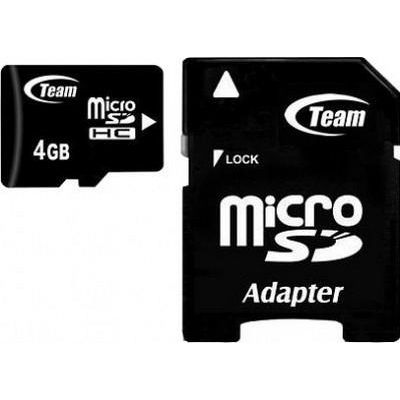 TEAM 4 GB microSDHC Class 10 + SD Adapter TUSDH4GCL1003 - зображення 1