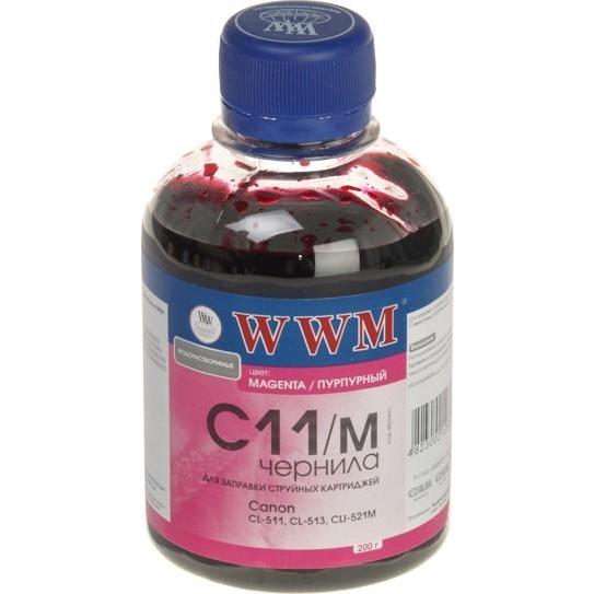 WWM Чернила Canon IP4600/ iP4840/ MP550/ MP630/ MG5240/ MG6240 200г Magenta C11/M - зображення 1