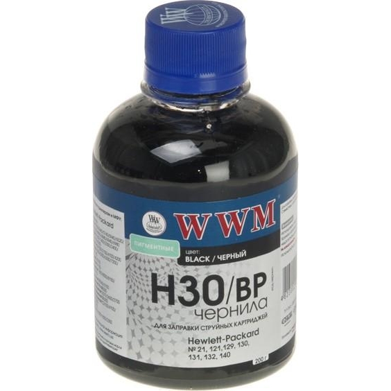 WWM Чернила для HP №21/121/122 200г Black Пигментные (H30/BP) - зображення 1