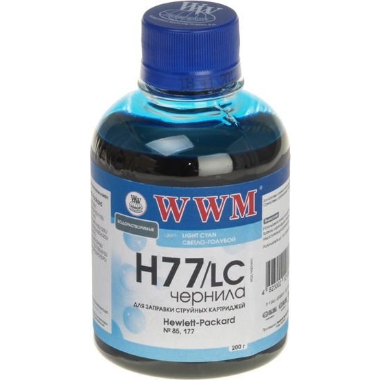 WWM Чернила для HP №177/84 200г Light Cyan Водорастворимые (H77/LC) - зображення 1