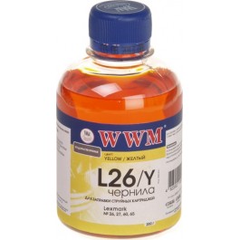 WWM Чернила для Lexmark №26/27 200г Yellow Водорастворимые (L26/Y)