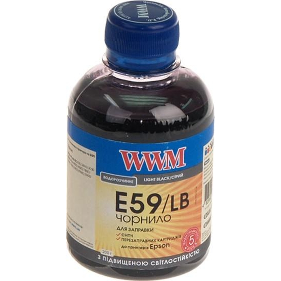 WWM Чернила для Epson R2880/ R3000/ 4800/ 7800/ 9800 200г Light Black (E59/LB) - зображення 1
