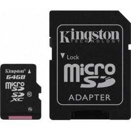 Kingston 64 GB microSDXC class 10 + SD Adapter SDCX10/64GB