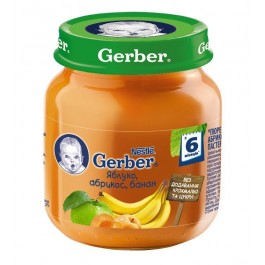   Gerber Пюре Яблоко, абрикос, банан 130 гр