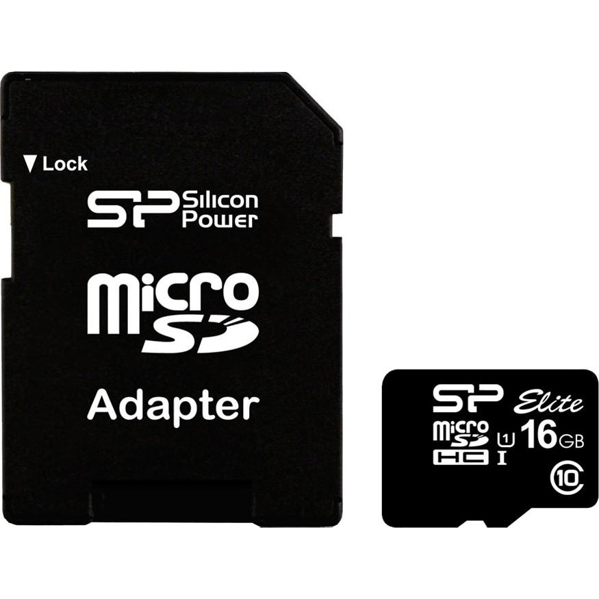 Silicon Power 16 GB microSDHC UHS-I Elite + SD adapter SP016GBSTHBU1V10-SP - зображення 1