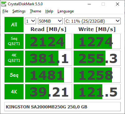 Фото SSD накопичувач Kingston A2000 250 GB (SA2000M8/250G) від користувача Ruloff