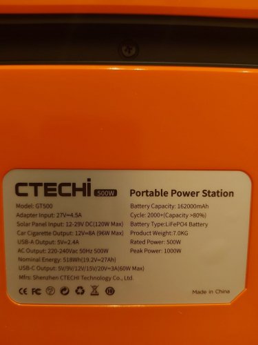 Vente CTECHI CT-500 Station d'Énergie Portable 110V 220V 518Wh
