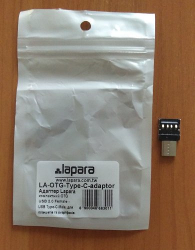 Фото Адаптер USB Type-C Lapara USB 2.0 AM/CM Black (LA-OTG-TYPE-C-ADAPTOR) від користувача 