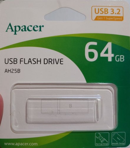 Фото Флешка Apacer 64 GB AH25B USB 3.1 Black (AP64GAH25BB-1) від користувача John_RI
